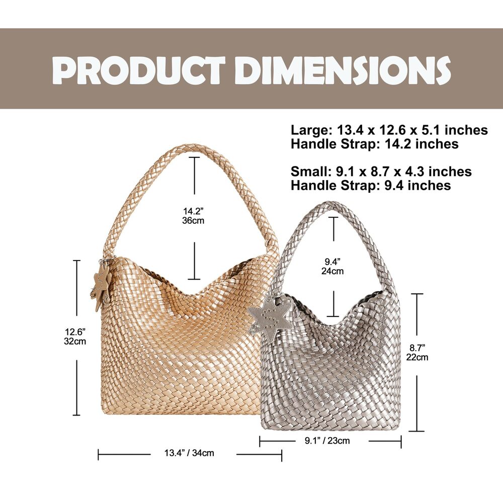 1128 Leather Woven Tote Bag, Vegan Leather Slouchy Hobo Bag , Large - Picture 4 of 7